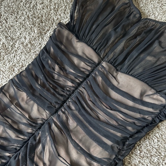 TADASHI SHOJI Black Illusion Ruched Mesh Dress - XS - Elegant Party Look - Picture 11 of 16